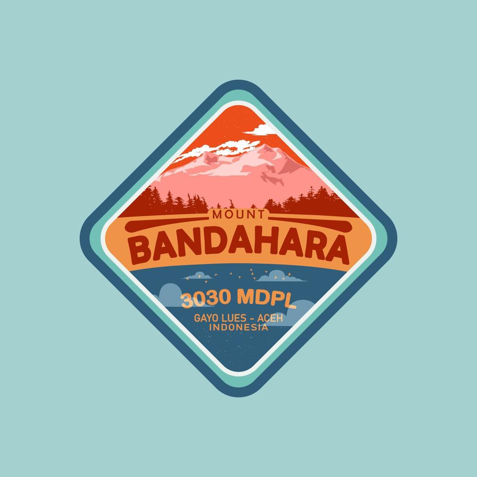montanha logotipo. a montanha originário a partir de Indonésia é nomeado montar bandahara. com uma altura do 3.030 metros vetor