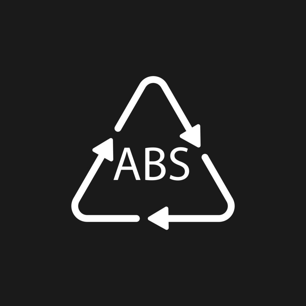 ícone de vetor de abs 9 de símbolo de reciclagem de plástico. código de reciclagem de plástico abs.