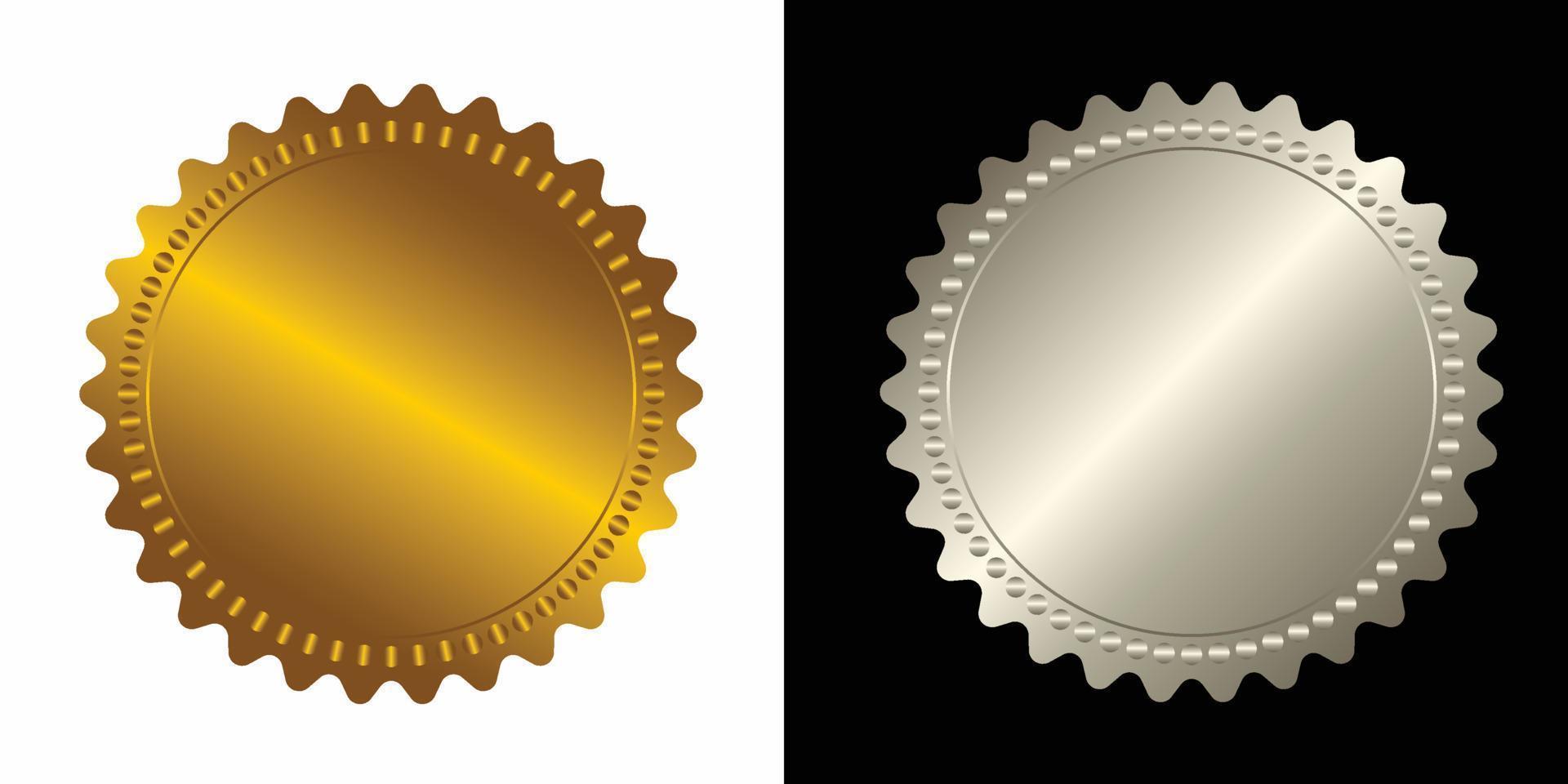 conjunto vetor volta dourado e prata crachá isolado, foca carimbo ouro luxo elegante bandeira ícone, vetor ilustração certificado prata frustrar foca ou medalha isolado.