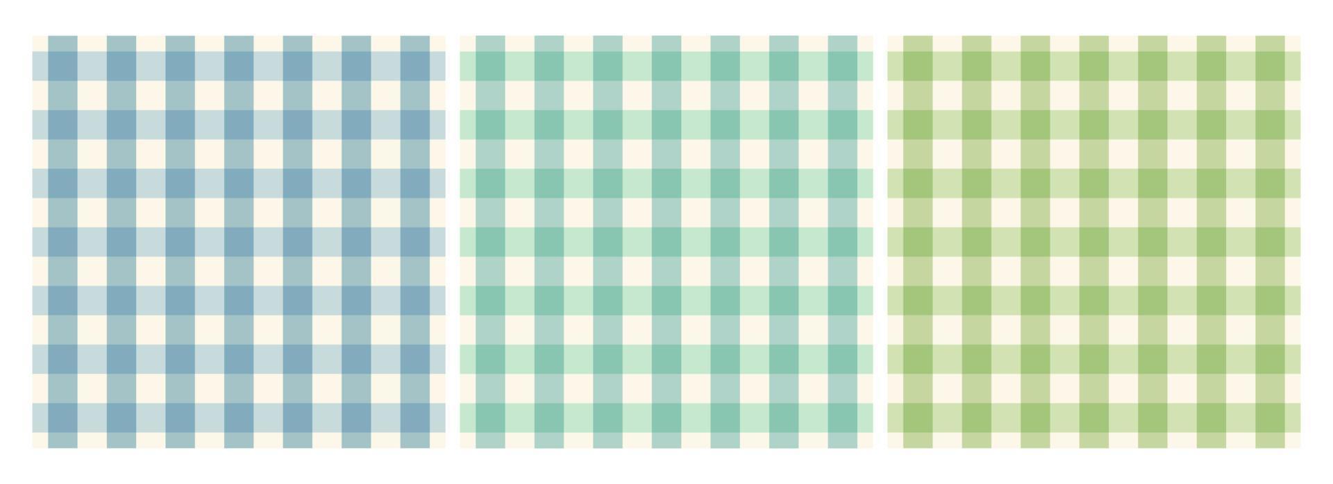 uma coleção de padrões de guingão. azul, tosca, padrão xadrez verde com cores pastel para toalhas de mesa, saias, guardanapos, flanela e muito mais. vetor