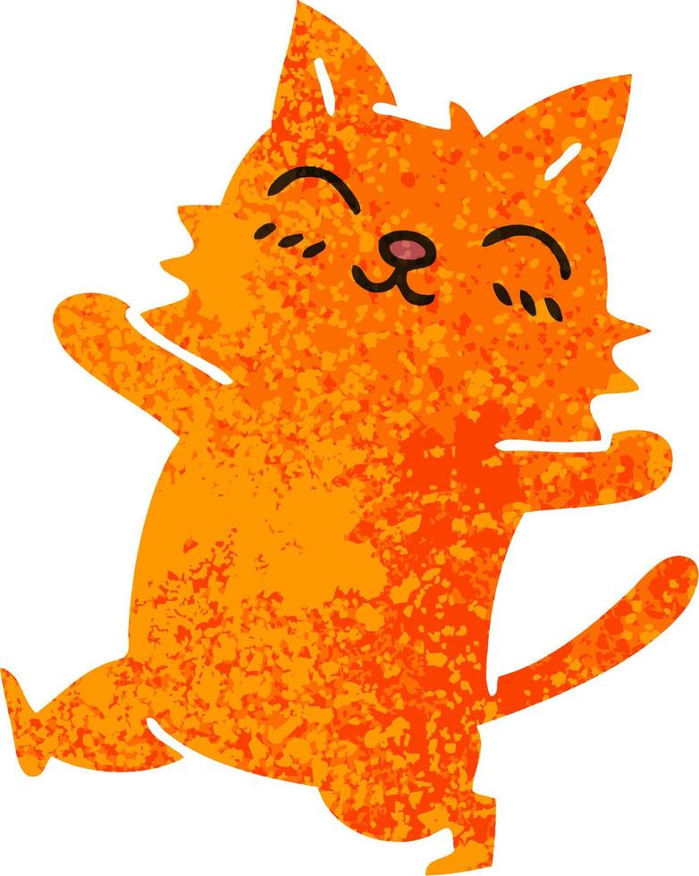gato de desenho animado estilo ilustração retrô peculiar vetor