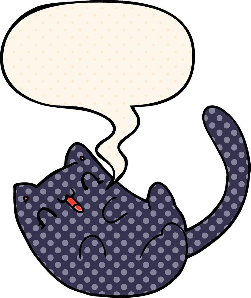gato de desenho animado e bolha de fala no estilo de quadrinhos vetor