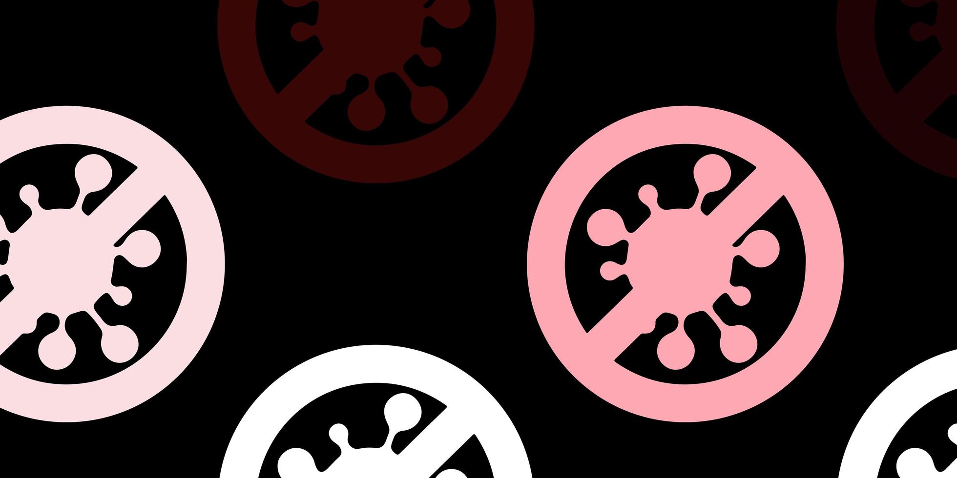 fundo de vetor rosa e vermelho escuro com símbolos de vírus.