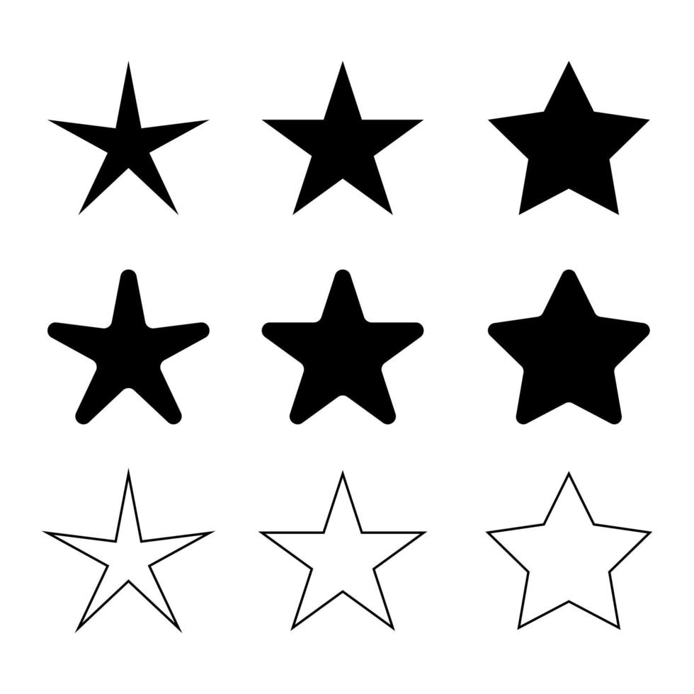 Estrela forma conjunto isolado em branco fundo vetor