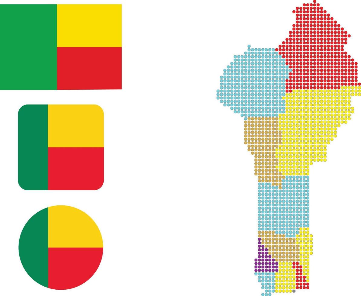 benin mapa e bandeira plano ícone símbolo vetor ilustração