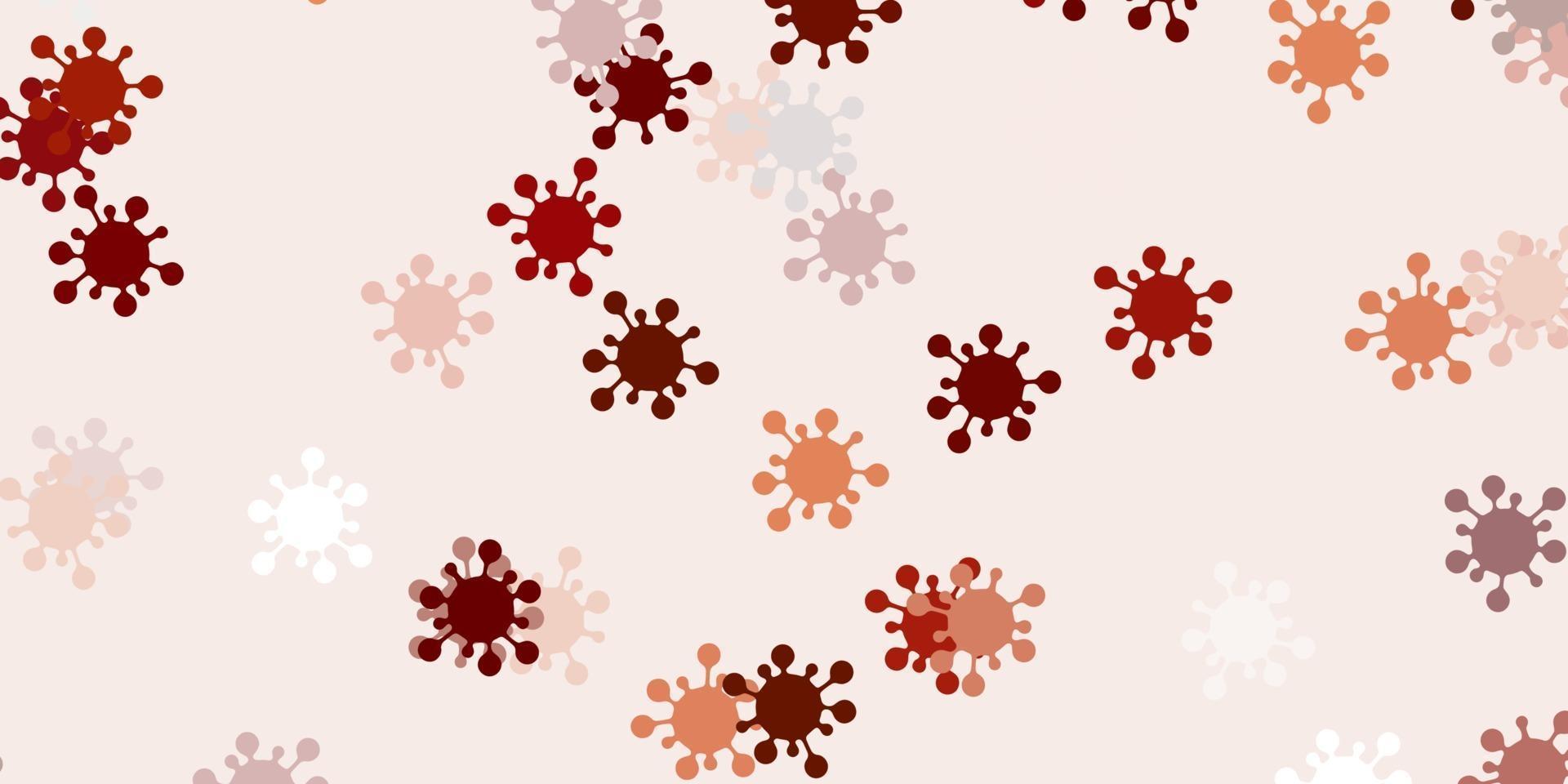 pano de fundo vector rosa claro com símbolos de vírus.