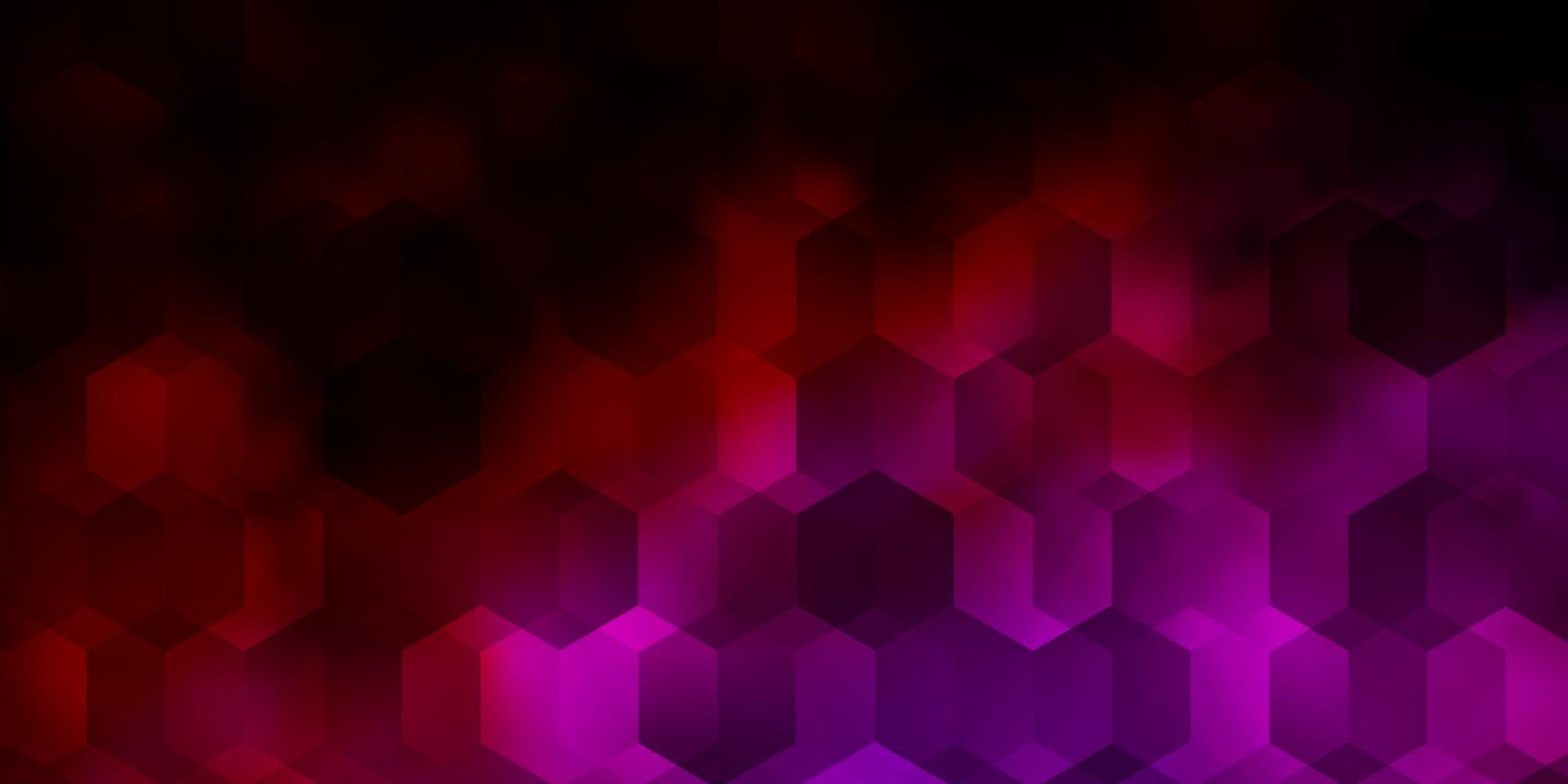 textura vector rosa escuro com hexágonos coloridos.
