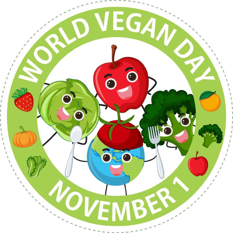 conceito de logotipo do dia mundial do vegan vetor