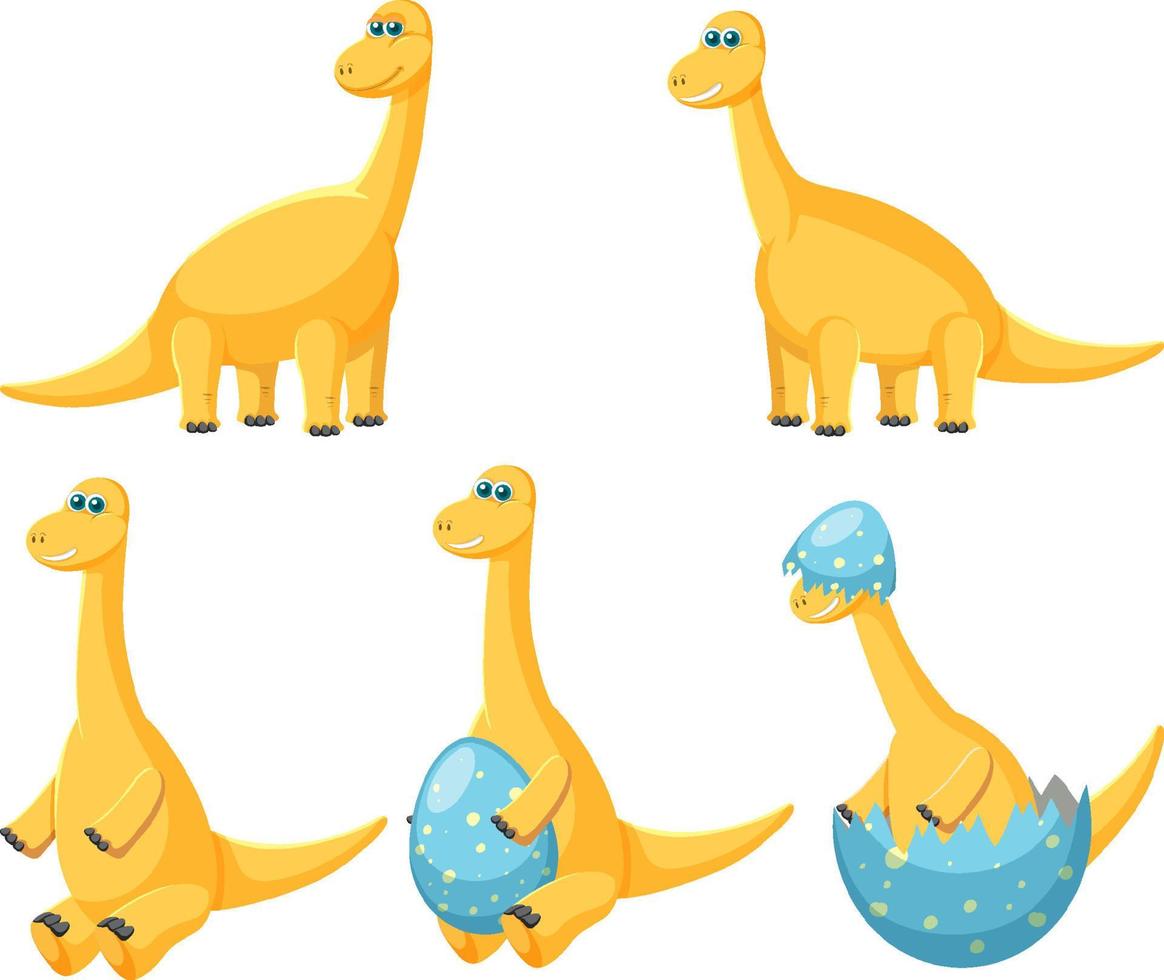 diferentes personagens de desenhos animados de dinossauros apatossauros fofos vetor