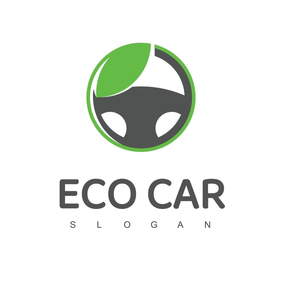 eco carro logotipo Projeto modelo, baixo emissão carro logotipo com verde direção roda ícone vetor