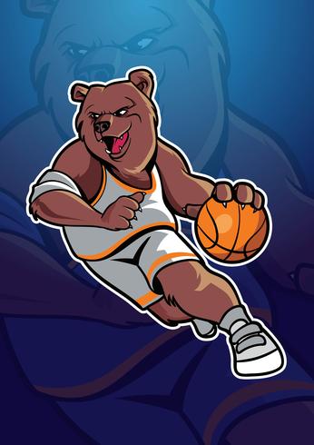 mascote de basquete de urso vetor