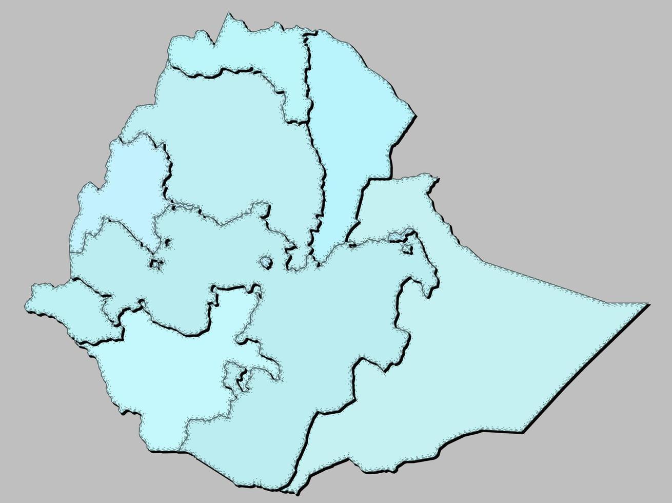 mapa do Etiópia com estados isolado vetor