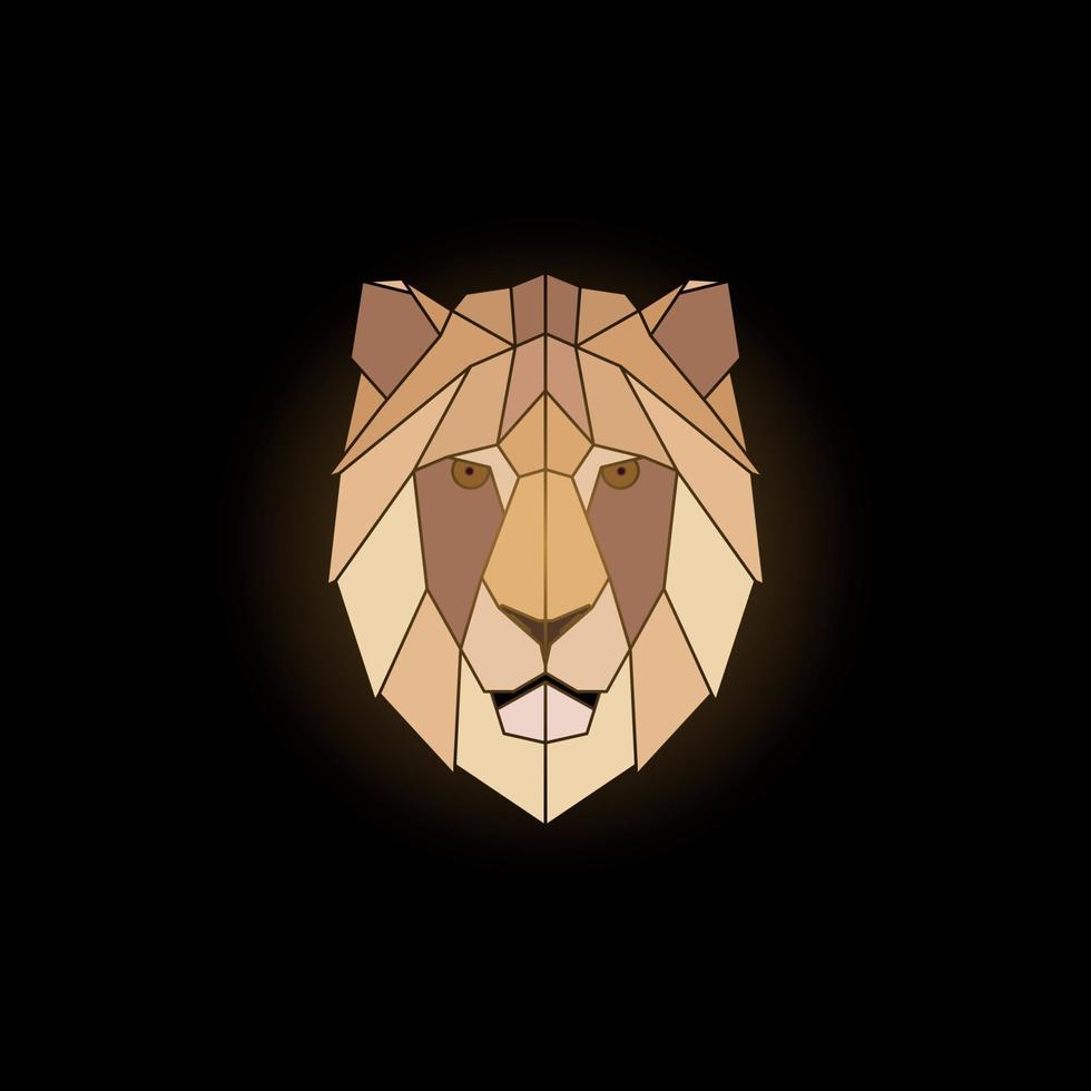 desenho geométrico de cabeça de leão em fundo preto. vetor