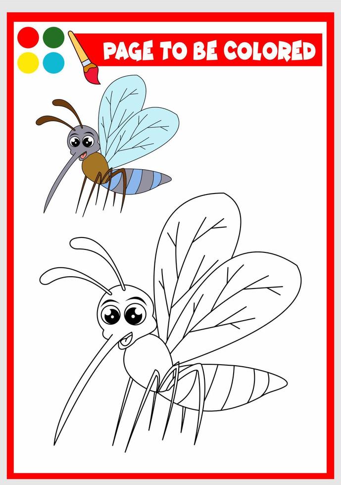 coloração livro para crianças. mosquito vetor