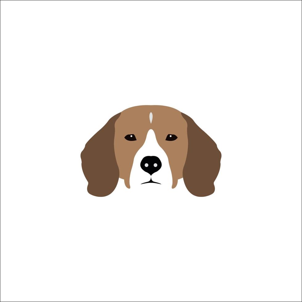 cabeça de beagle isolada no fundo branco. ilustração em vetor cão de raça pura.