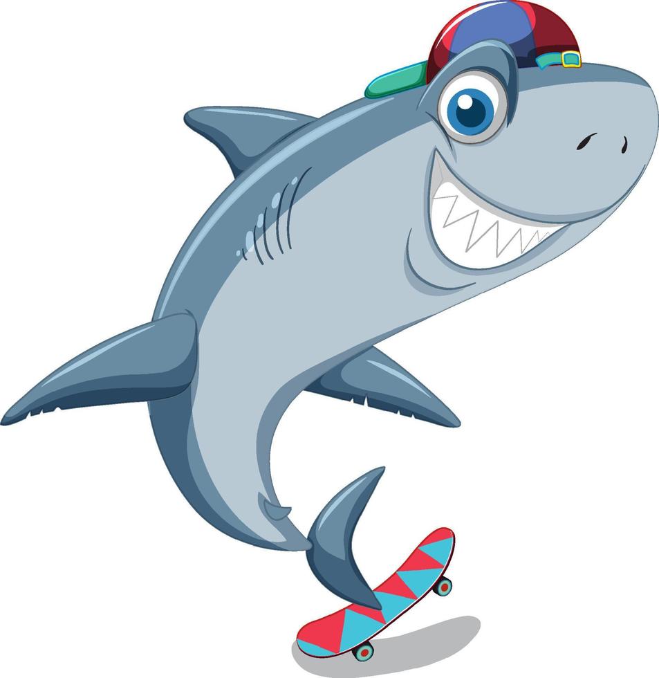 personagem de desenho animado de tubarão sorridente vetor