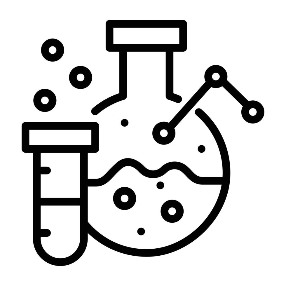 um ícone de design de linha de reação química vetor