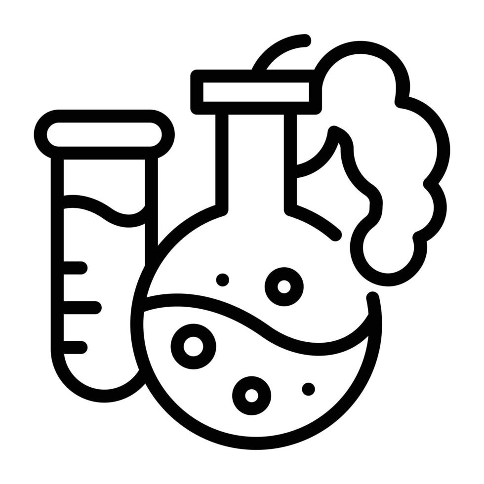 um ícone de design de linha de reação química vetor
