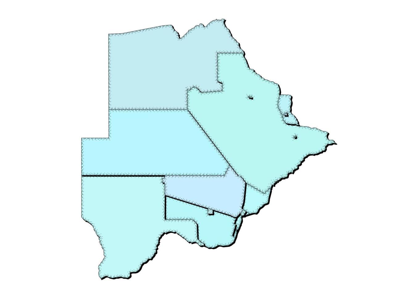 mapa do botsuana com estados isolado vetor