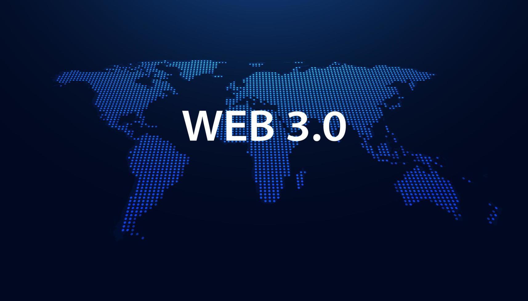 tecnologia de mapa abstrato pontos azuis conceito moderno da web 3.0 é o acesso gratuito a informações ou serviços sem intermediários para controle e censura. vetor