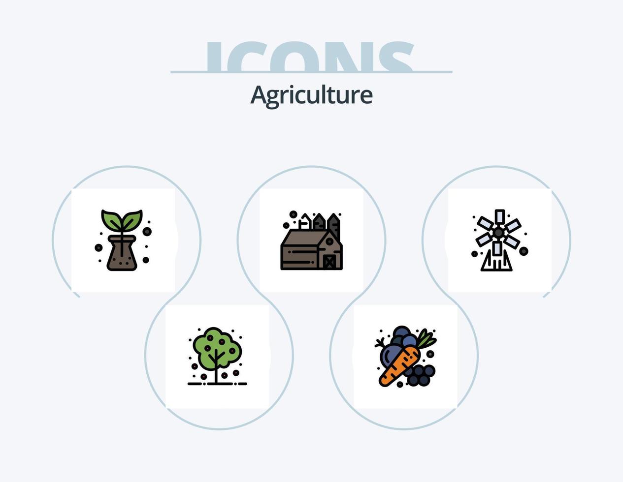 agricultura linha preenchidas ícone pacote 5 ícone Projeto. . plantar. Fazenda. fertilizante. plantar vetor