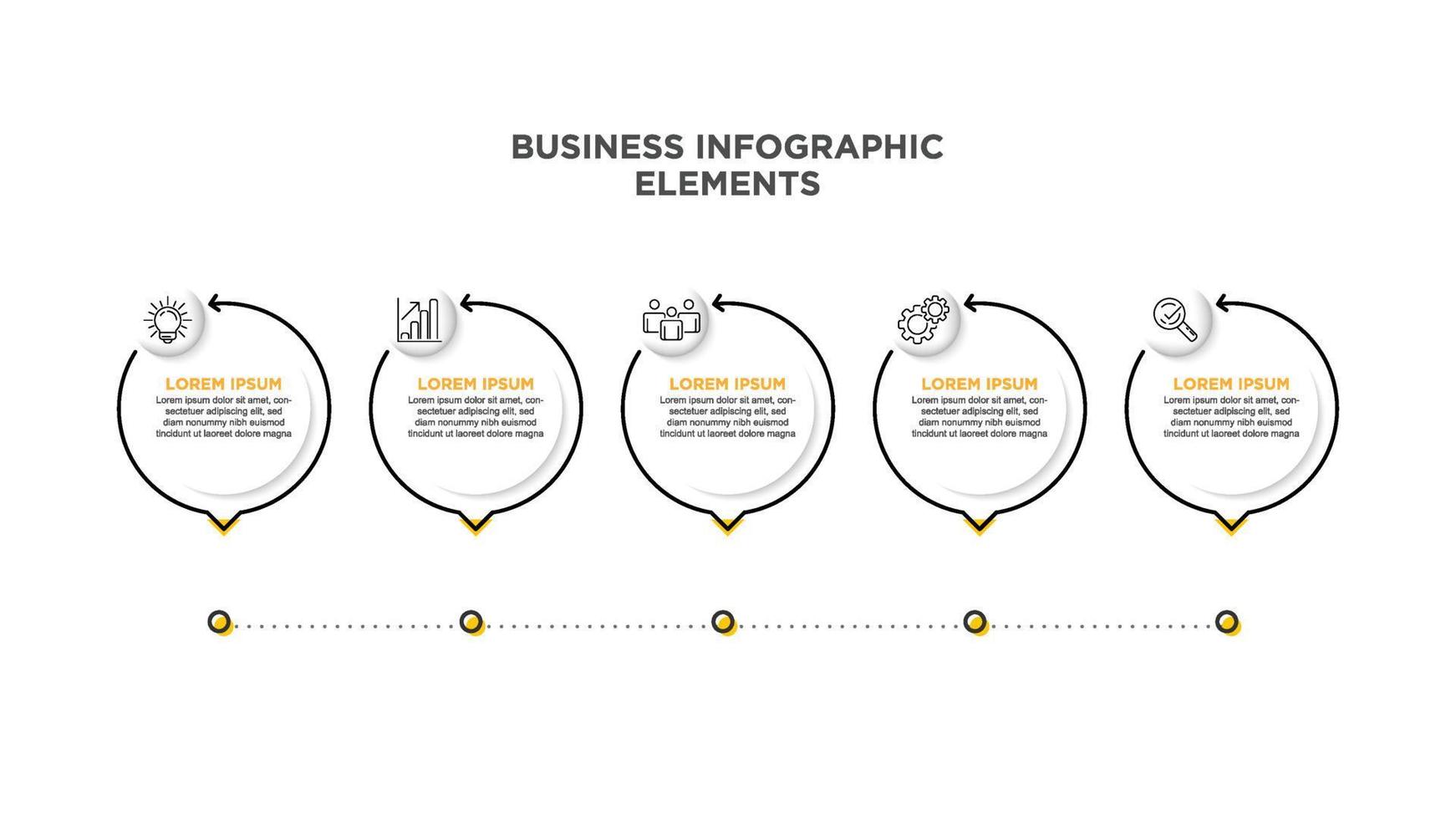 infográficos para o conceito de negócio com ícones e 5 opções ou etapas. para conteúdo, diagrama, fluxograma, etapas, peças, infográficos da linha do tempo, fluxo de trabalho, gráfico. vetor