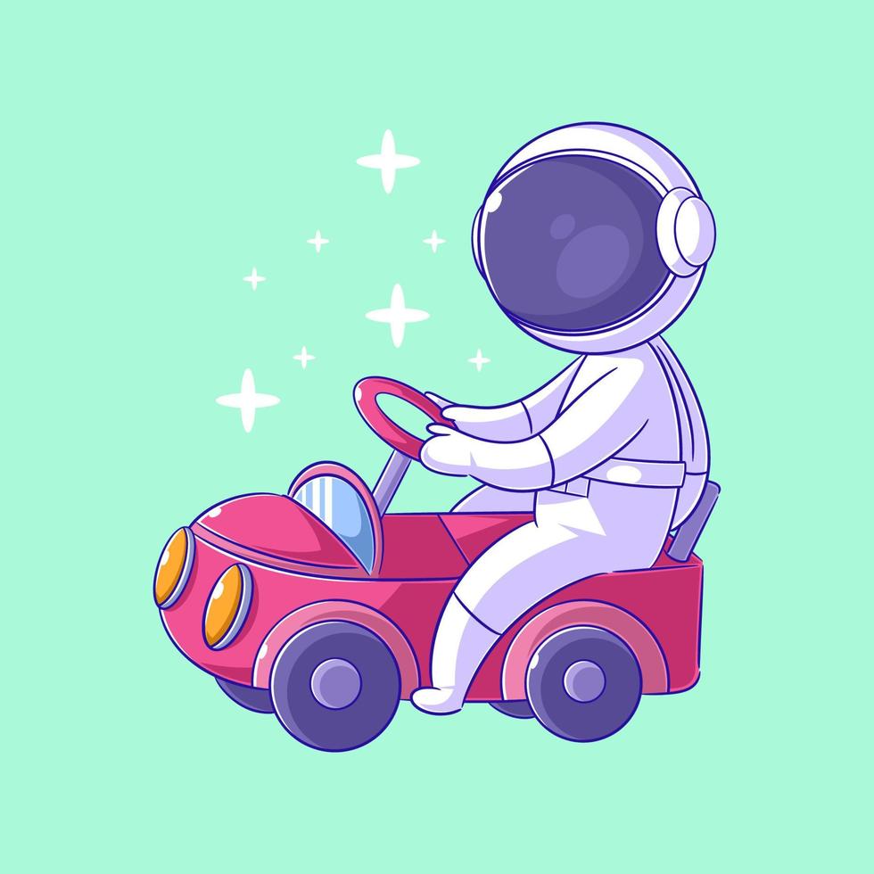 astronauta dirigindo uma brinquedo carro vetor