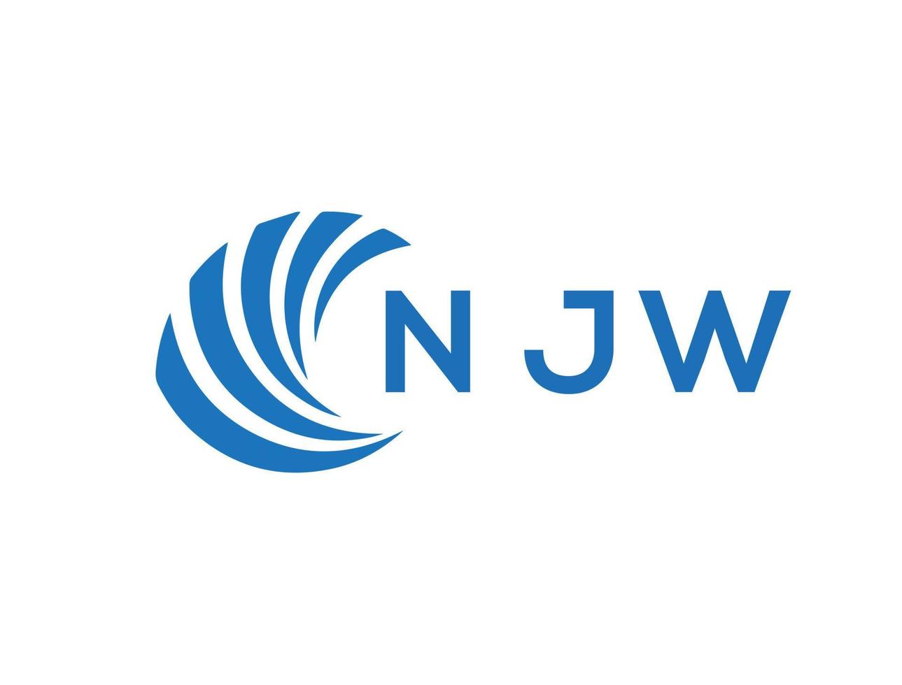 njw criativo círculo carta logotipo conceito. njw carta Projeto. vetor