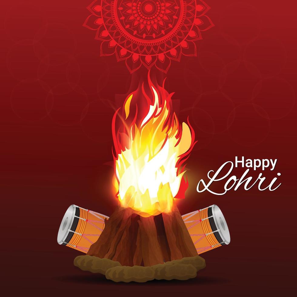 Folheto de celebração da Lohri com ilustração criativa vetor