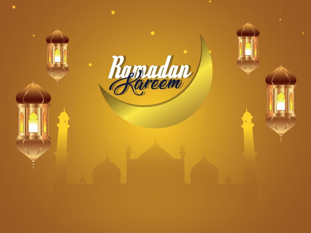 fundo do ramadã com lanterna islâmica vetor