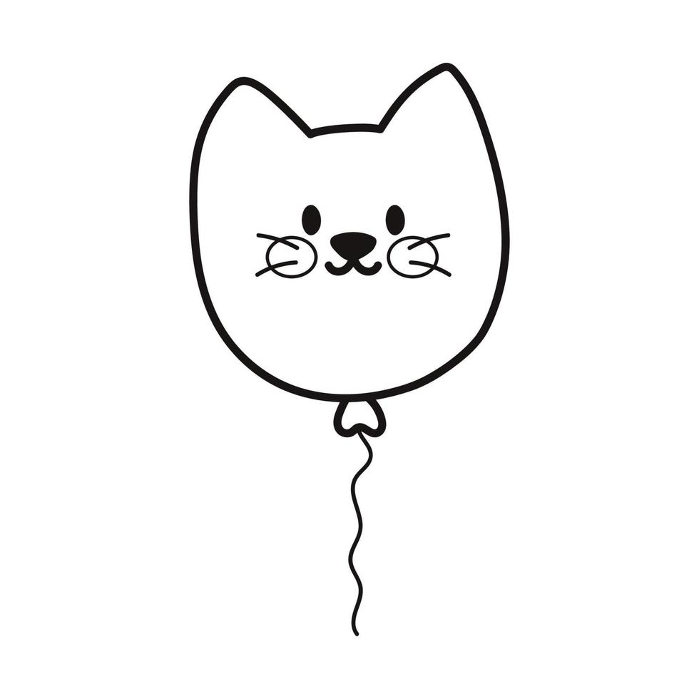 fofa gato balão. desenho animado estilo. mão desenhado linha arte vetor ilustração isolado em branco fundo.