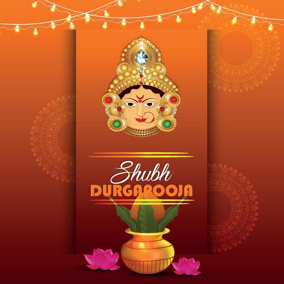 feliz durga pooja com design de fundo ashtami vetor