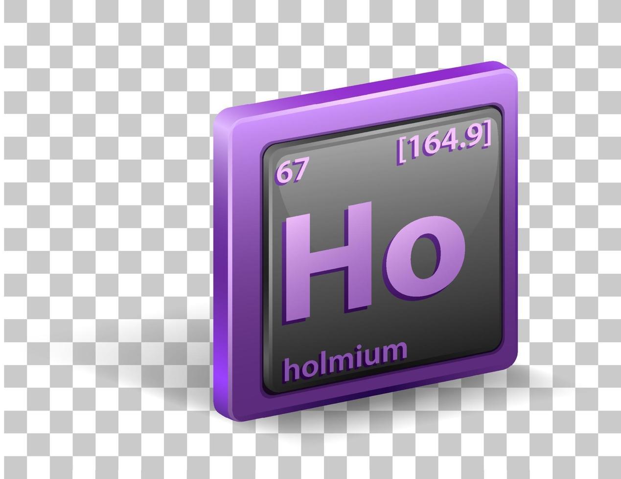 elemento químico de hólmio. símbolo químico com número atômico e massa atômica. vetor