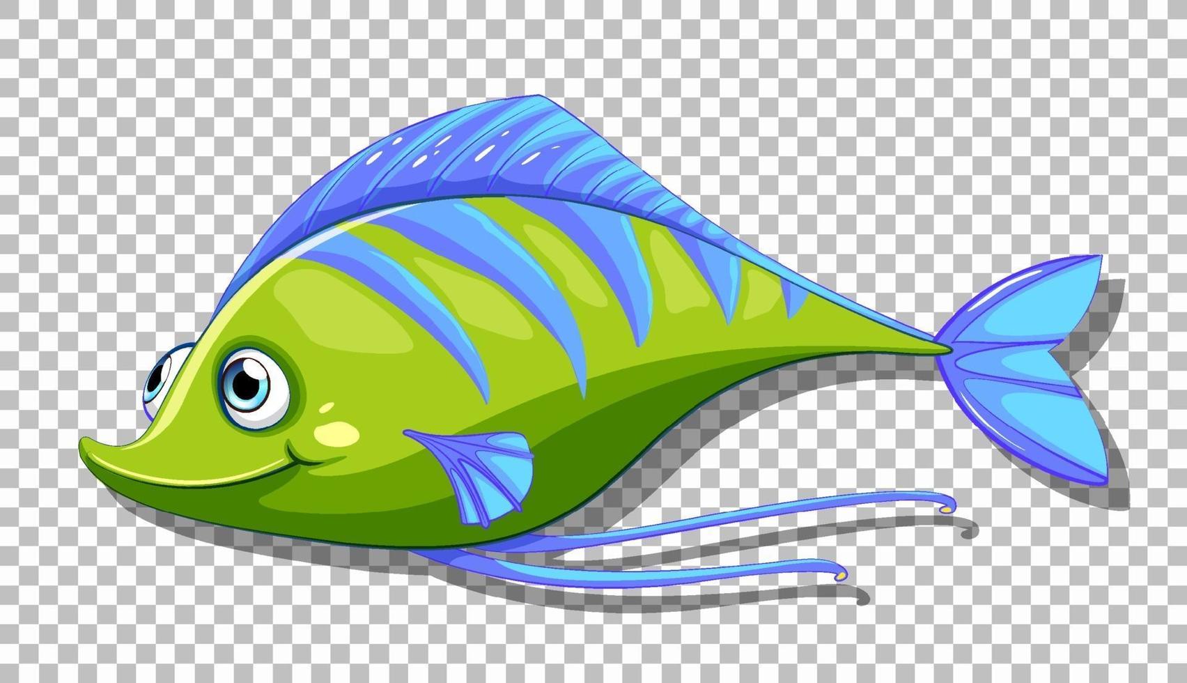 um personagem de desenho animado de peixe isolado em um fundo transparente vetor