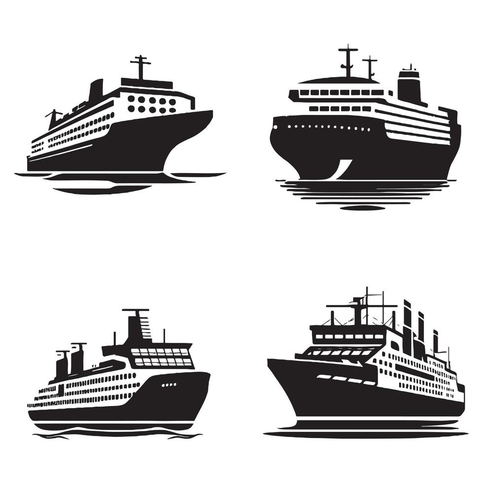 velho e moderno barco e navio ícone vetor Preto esboço Projeto