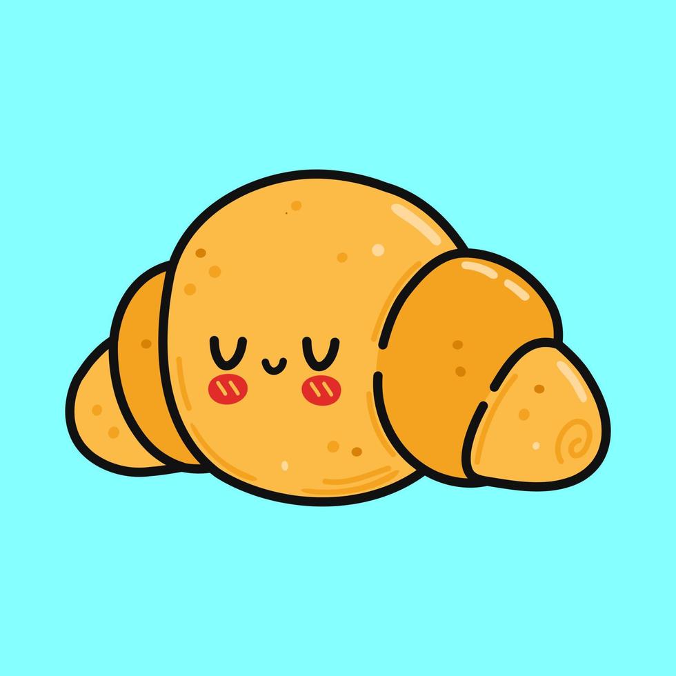 fofa croissant. vetor mão desenhado desenho animado kawaii personagem ilustração ícone. isolado em fundo. croissant personagem conceito