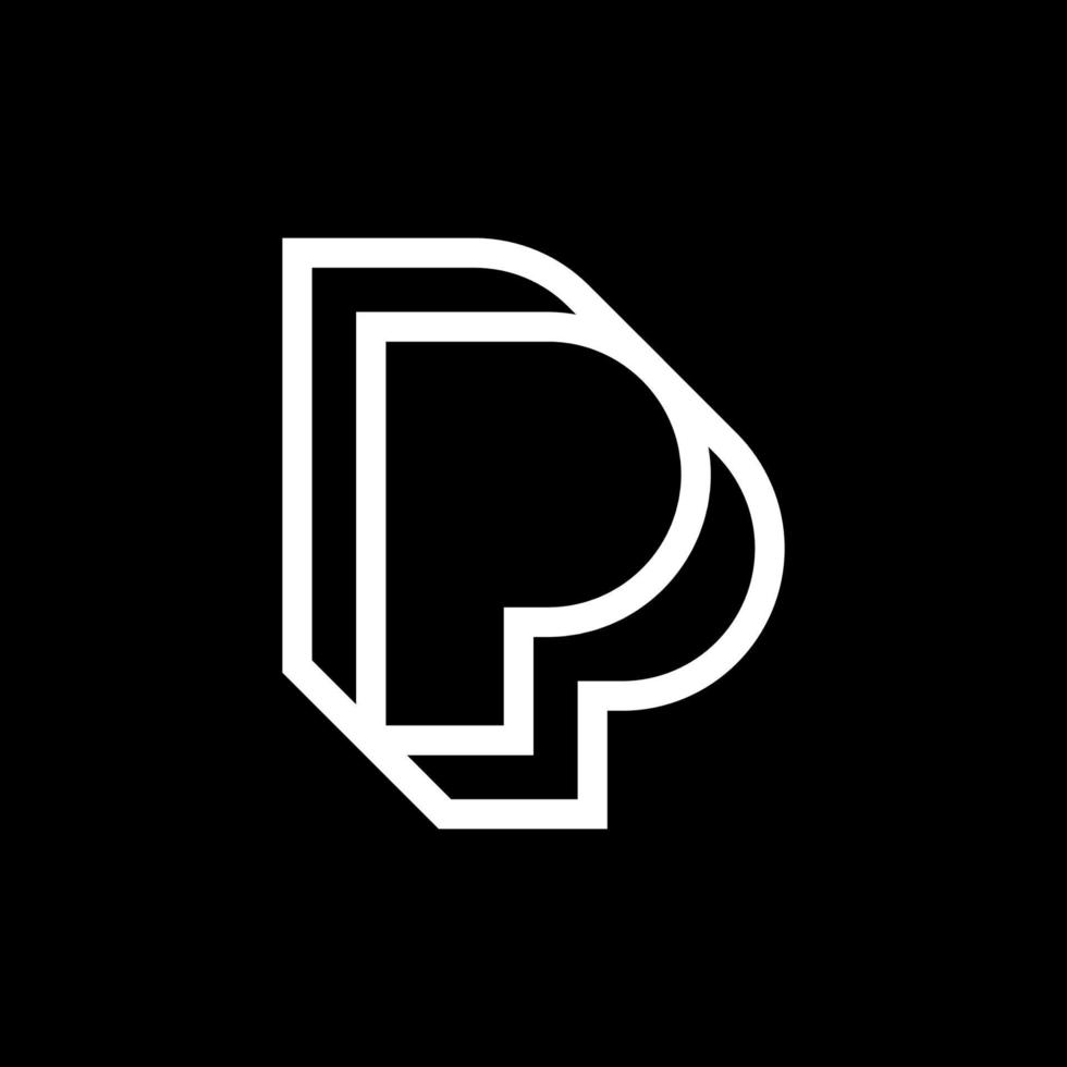 logotipo do monograma da letra p, convite de maquete preto e branco pp ou emblema do cartão de visita, sinal decorativo vetor
