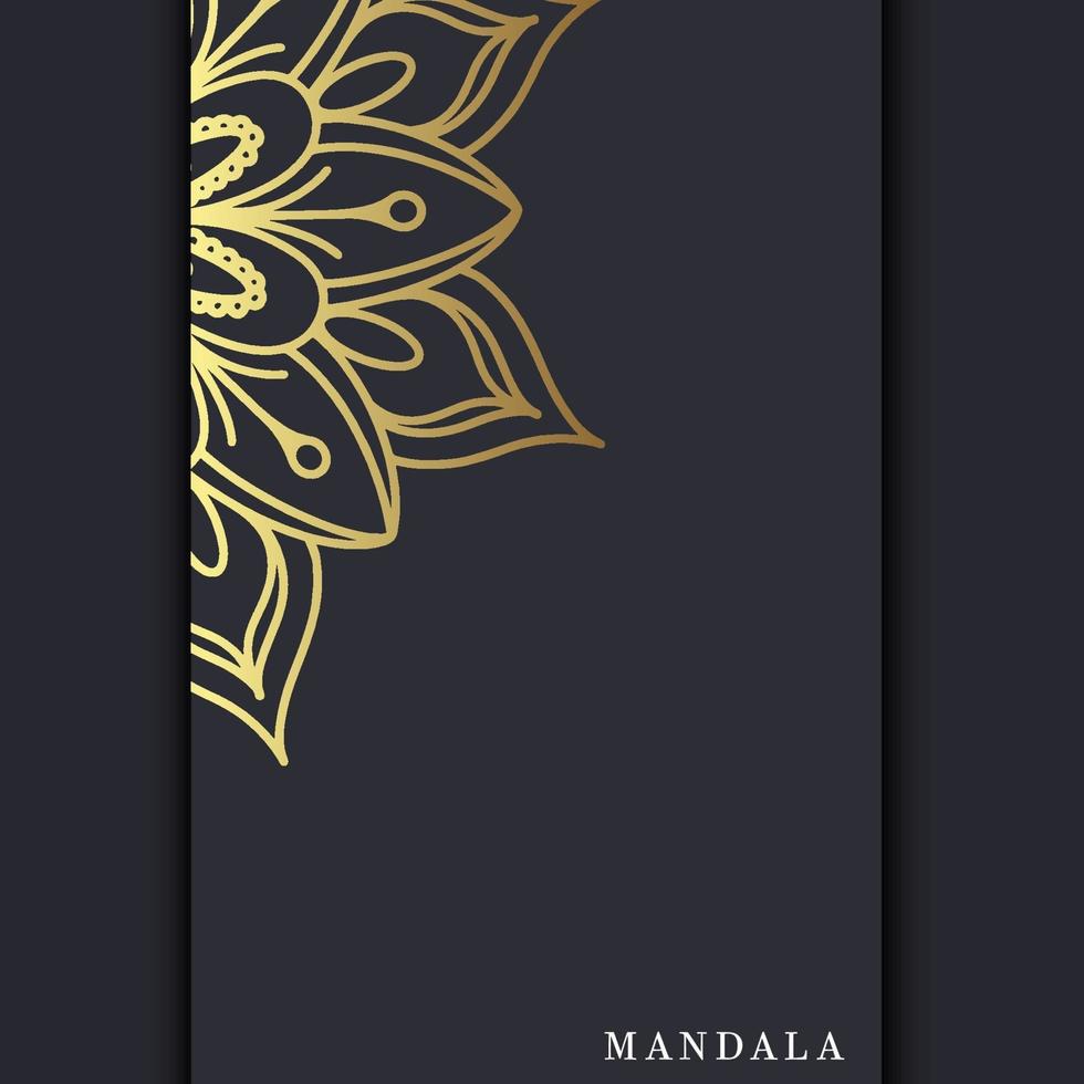 Fundo ornamentado de mandala de ouro de luxo para convite de casamento, capa do livro com elemento de mandala vetor premium