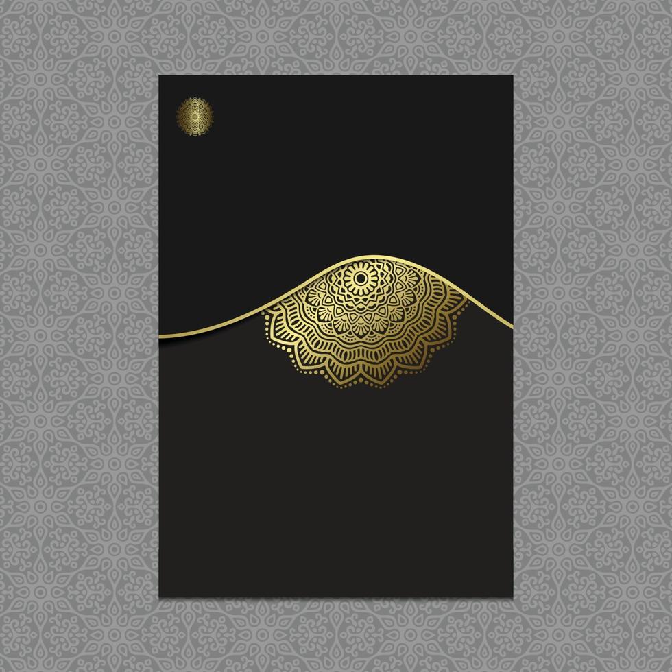 Fundo ornamentado de mandala de ouro de luxo para convite de casamento, capa do livro com elemento de mandala vetor premium