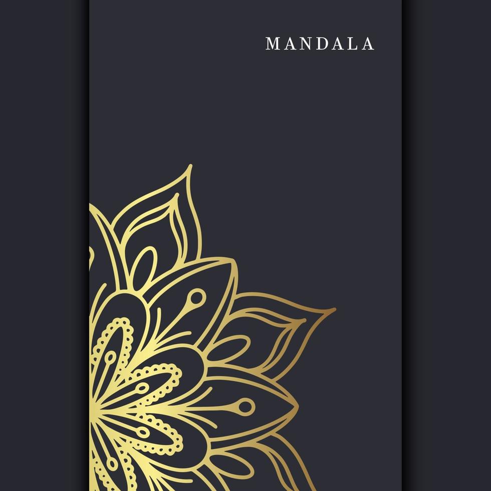 Fundo ornamentado de mandala de ouro de luxo para convite de casamento, capa do livro com elemento de mandala vetor premium