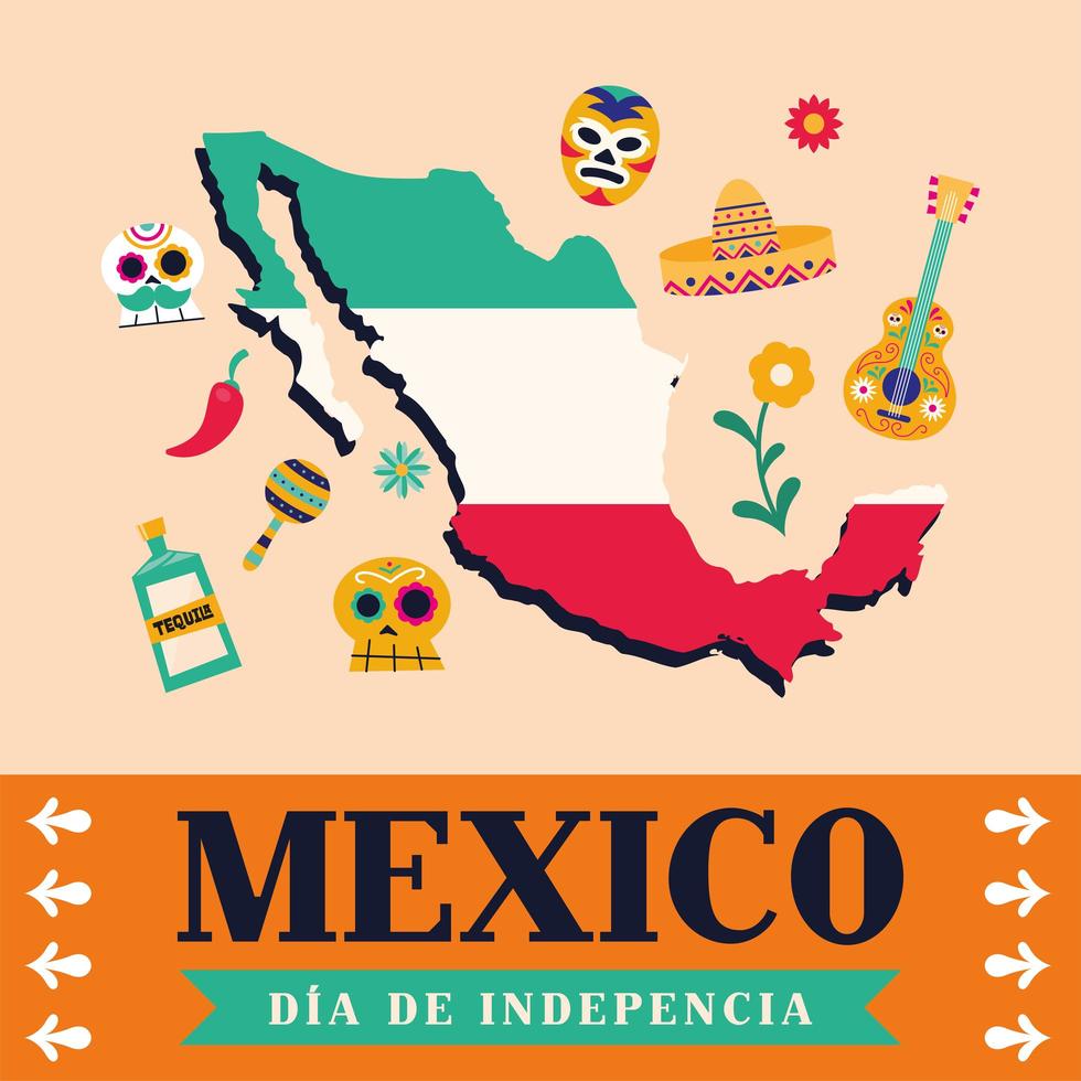 banner do dia da independência mexicana vetor