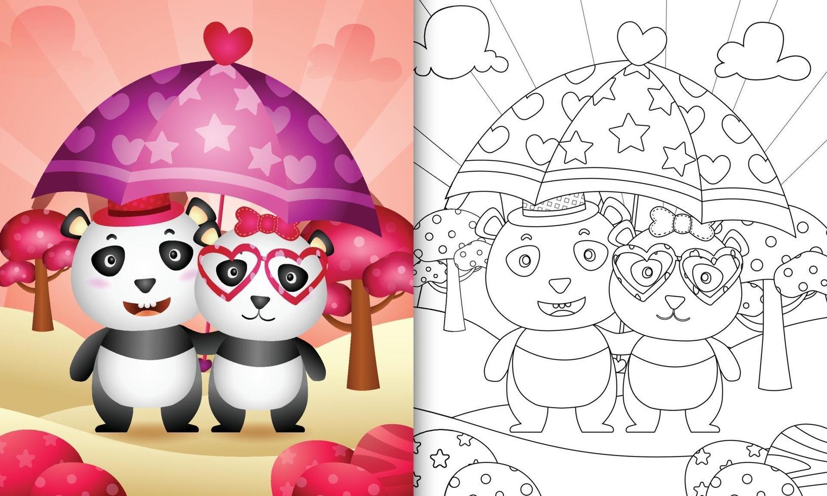 Panda bonito segurando uma página para colorir de desenho de