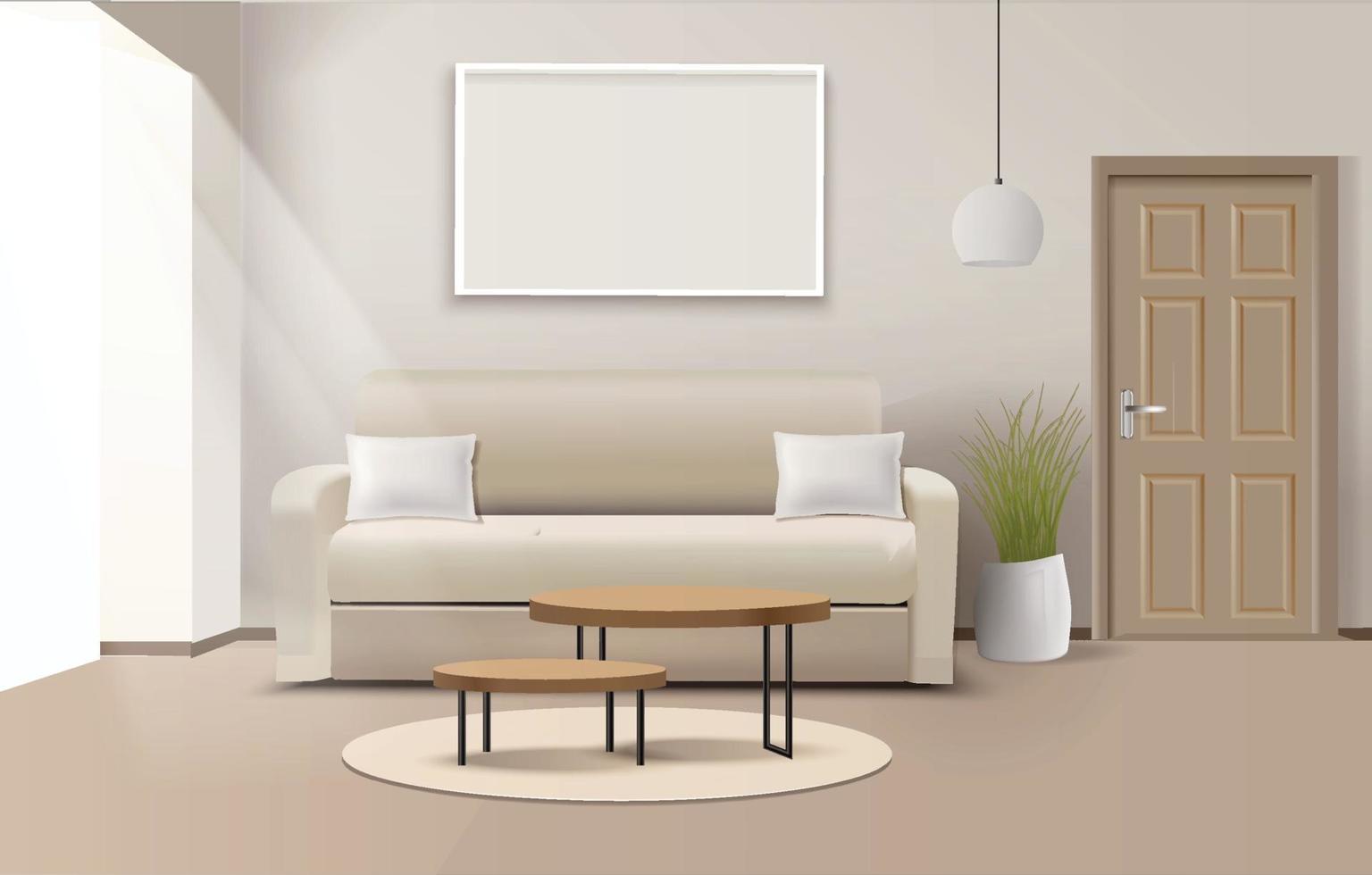 interior moderno da sala de estar com mobília vetor