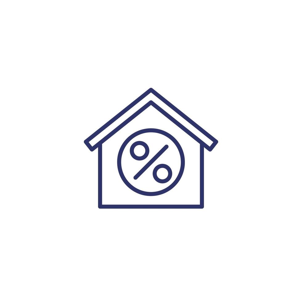 ícone de linha de taxa de hipoteca em branco vetor