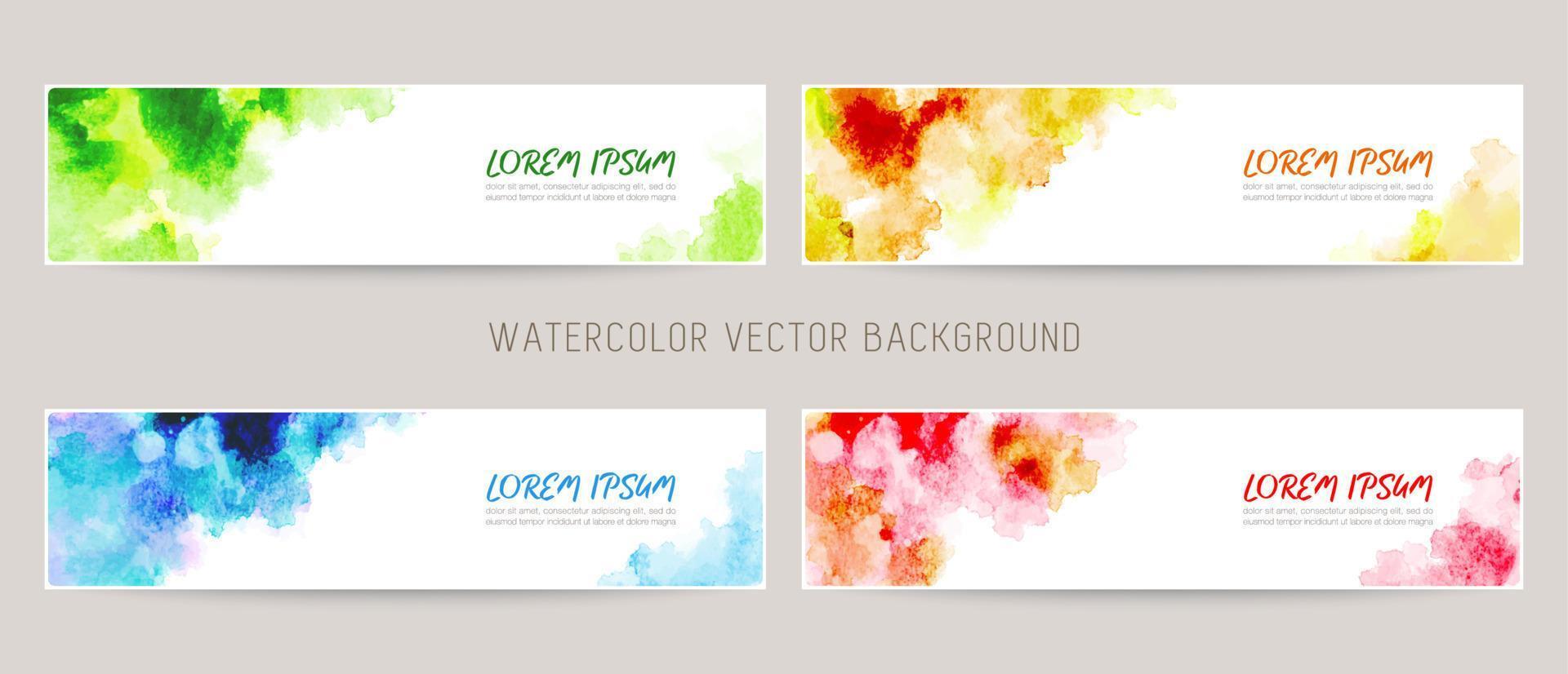 conjunto de fundos coloridos em aquarela vector com espaço em branco para texto. modelo de banner da web