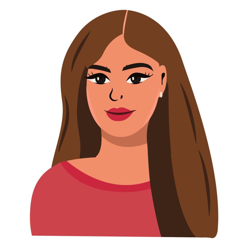 feliz fofa jovem bonito onda Penteado mulher sorridente . isolado vetor ilustração