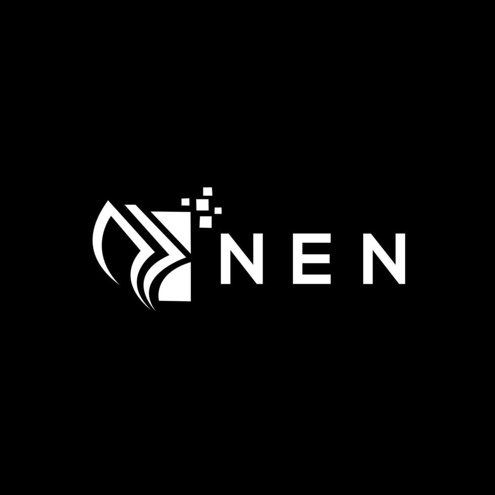 nen criativo iniciais crescimento gráfico carta logotipo conceito. nen o negócio finança logotipo design.nen crédito reparar contabilidade logotipo Projeto em Preto fundo. nen criativo iniciais crescimento gráfico carta vetor