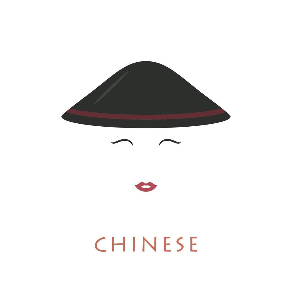 mulher chinesa com um chapéu. cultura chinesa. ilustração vetorial. vetor