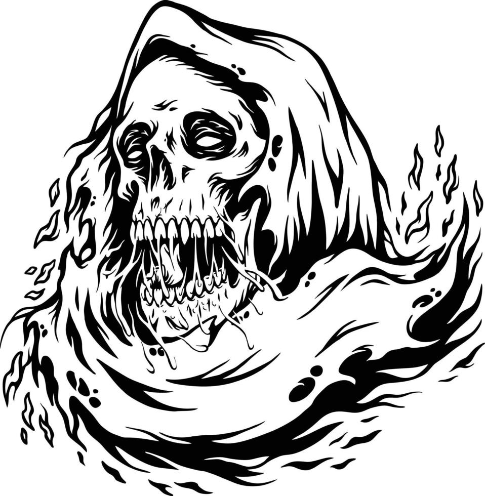 monstro crânio Horror sombrio ceifeira desenho animado silhueta vetor para seu trabalhos logotipo, mascote mercadoria camiseta, adesivos e rótulo desenhos, poster, cumprimento cartões publicidade o negócio companhia marcas