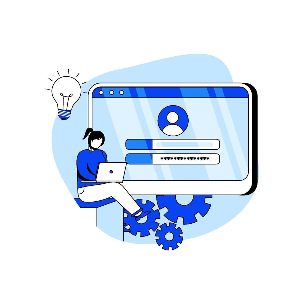 Cadastre-se no ícone de ilustração vetorial de conceito de design plano de página. login da conta, login do usuário. metáfora abstrata. pode usar para página de destino, aplicativo móvel, interface do usuário, pôsteres, banners vetor